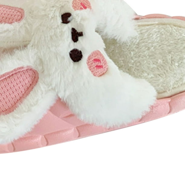 Lindas Pantuflas De Felpa De Conejo De Encaje Para Mujer