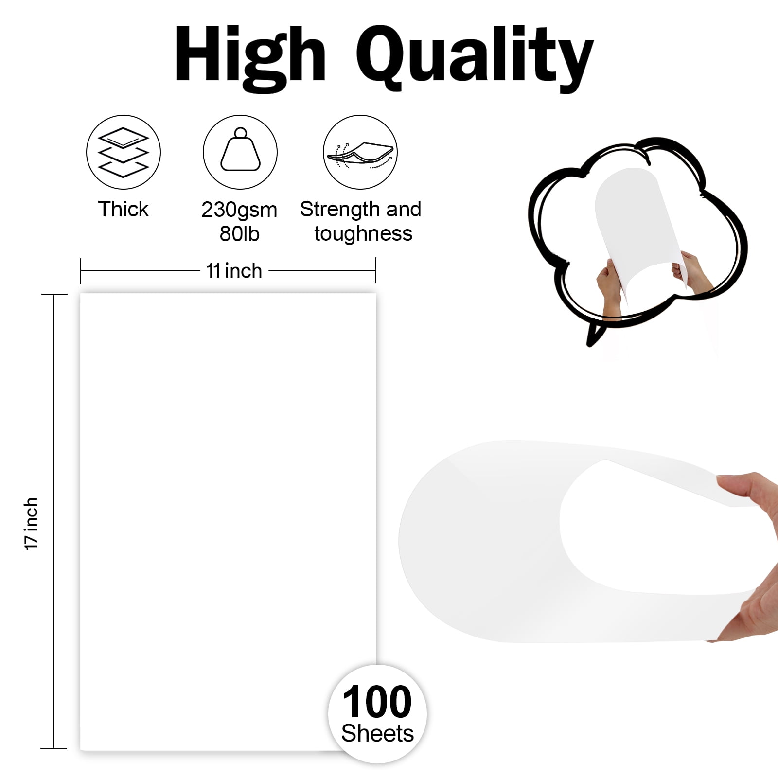 100 Sheets White Blank Cover Stock 11x17 Thick Card Stock, Goefun 80lb Heavyweight Legal Size Printer Paper For Arts and Crafts, Flyers, Menus, Posters