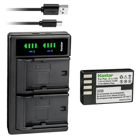 Kastar 1-Pack DLi109 Battery and LTD2 USB Charger Replacement for Pentax D-Li109 Battery D-BC109 Charger K-R KR K-30 K30 K-50 K50 K-70 K70 K-500 K500 K-S1 KS1 K-S2 KS2 KP KF DSLR Camera