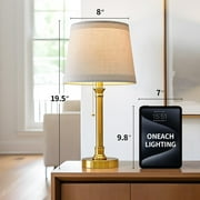 Oneach 19.75 Gold Modern Table Lamp Set of 2 for Living Room Bedroom Nightstands Bedside Lamps, Metal, Decor