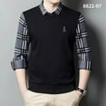 thumbnail image 5 of Seamless Tencel Fake Two Piece Warm Knitted Sweater-Fleece Thickened Pullover Sweater, 5 of 10