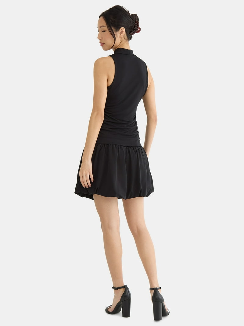 ruched bubble skort dress Bubble hem ruched mini dress