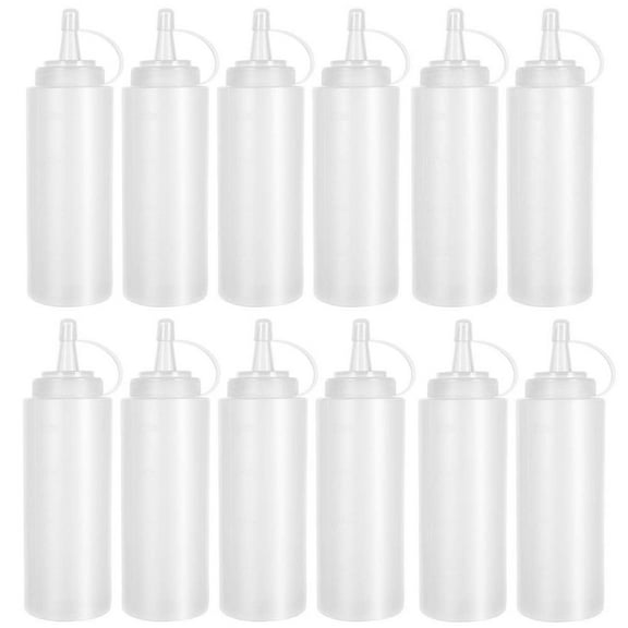 12 Pack 8 oz Plastic Squeeze Bottles Multipurpose Squirt Bottles for Ketchup,Condiments,BBQ Sauce,Dressing,Barbecue,Grilling,Crafts,Syrup and More
