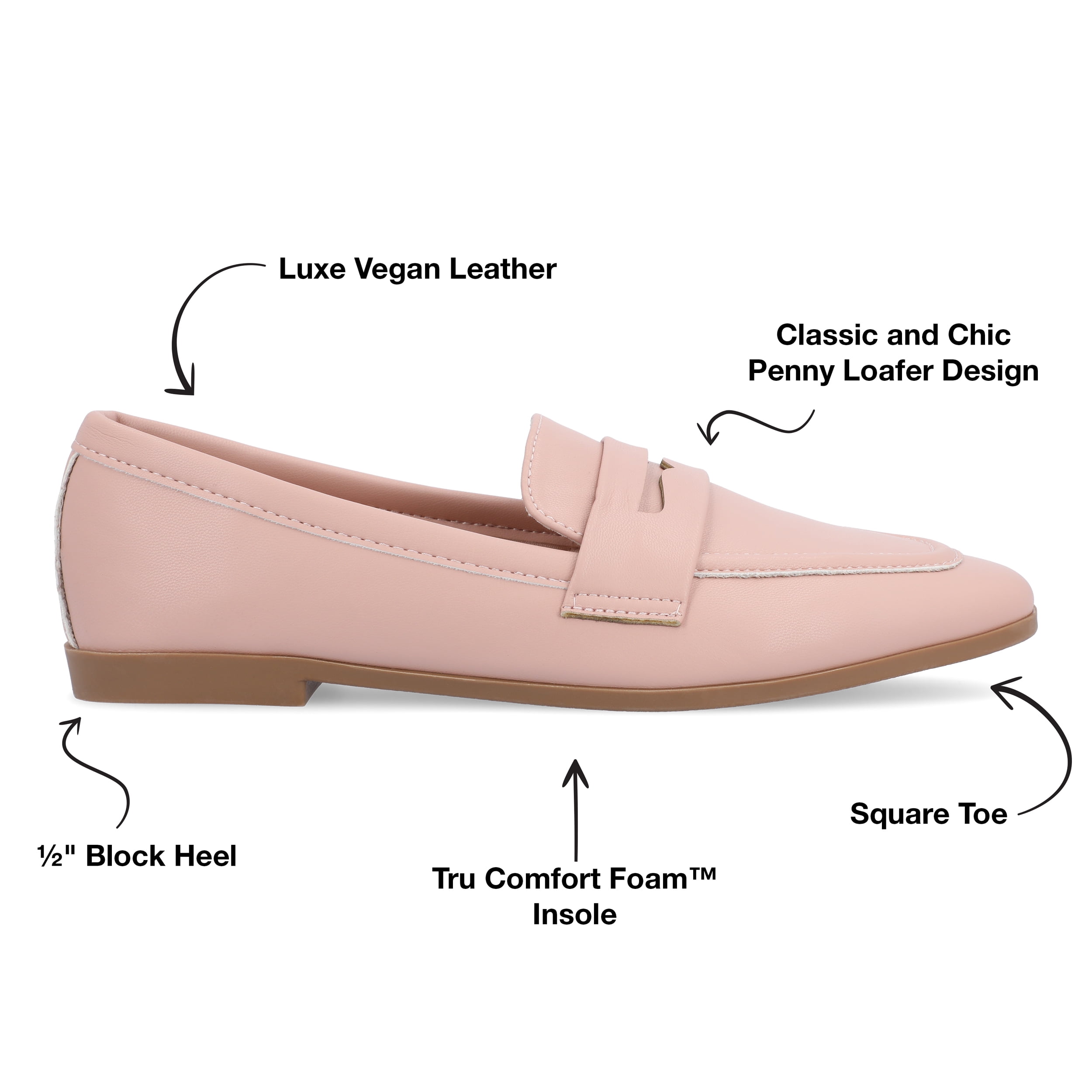 Journee Womens Myeesha Loafer Slip On Square Toe Dress Flats