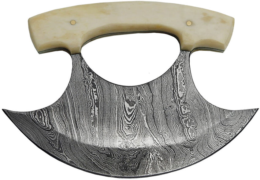 AXE-014 Damascus Steel ULU Axe Kitchen Chef Camping Professionally Hand Made 