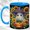 Blue, variant on Witch Ghost Coffee Mug, Sunflower Pumpkin Mug, Ceramic 11 oz