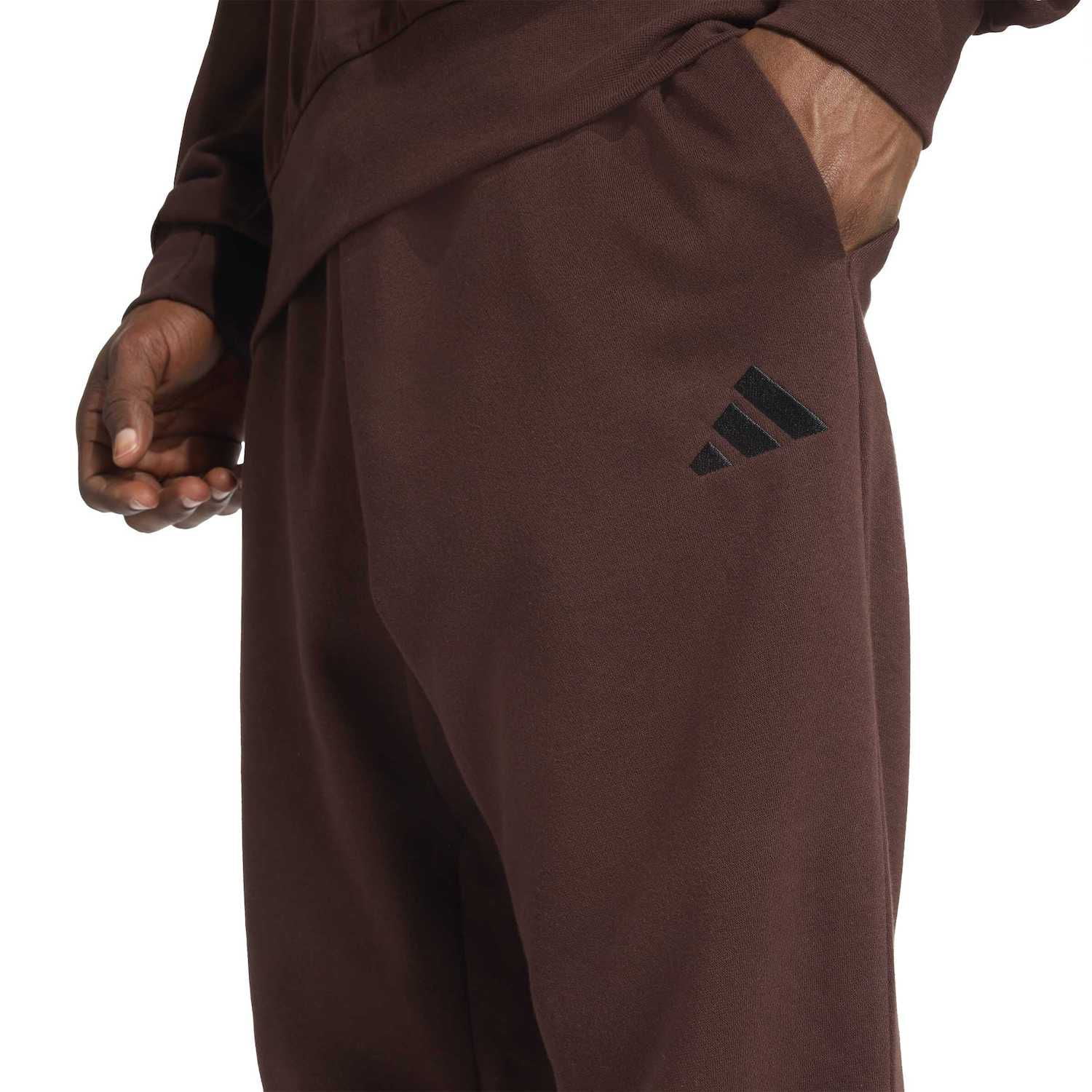 adidas Men's Essentials Fleece Regular Tapered Pants, Shadow Brown