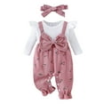 thumbnail image 2 of Baby Girl Rompers 12-18 Months Baby Girl Clothes Fall Winter Outfit Ribbed Romper Plaid Overalls Jumpsuit Girl Outfits 0-18 Months, 2 of 6