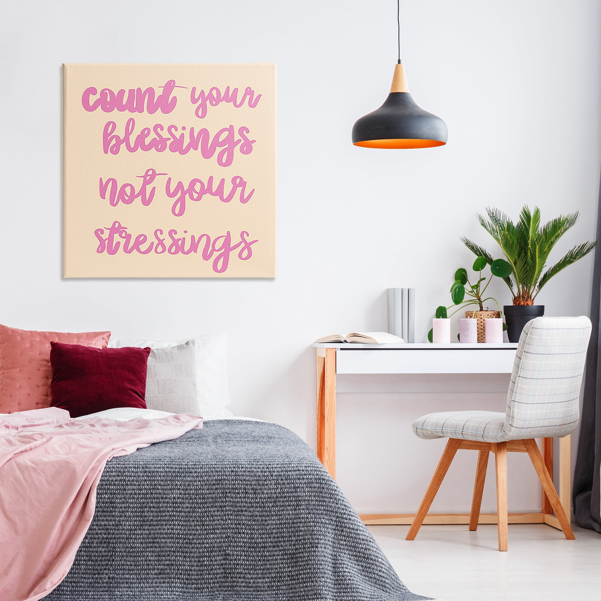 Stupell Industries Count Blessings Not Stressings Text & Numbers Painting Wrapped Canvas Art Print Wall Art, 36 x 36