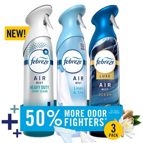 Febreze Air Mist Spray, Heavy Duty, Ocean, Linen & Sky, 8.1oz, 3 Count