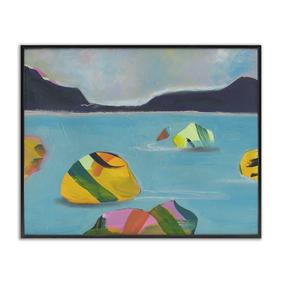 Stupell Industries Contemporary Sea Buoys Floating Black Framed Giclee Art, 14 x 11, by Jan Weiss