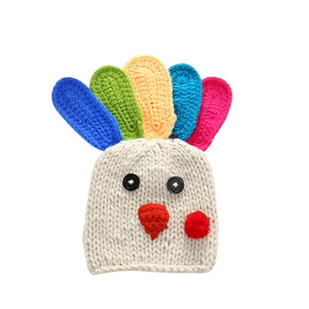 

BESTONZON Thanksgiving Colorful Weave Hat Handmade Knitted Turkey for Baby Infant Nowborn