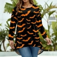 thumbnail image 4 of Abcomgle Halloween Shirts for Women Plus Size Funny Bat Graphic Shirts for Women Oversized Crewneck Long Sleeve Womens Clothing Holiday Trendy Womens Tshirt,5XL, 4 of 4