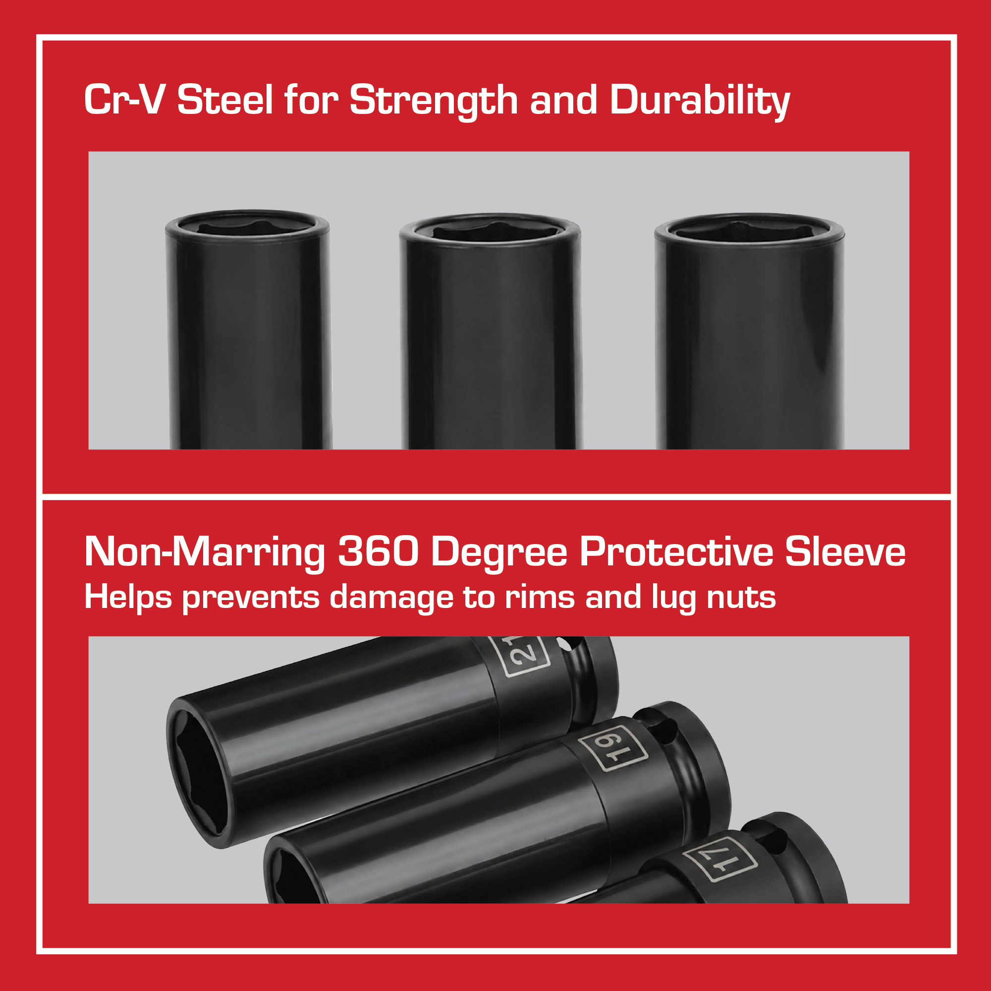 Hyper Tough 3-Piece Lug Nut Socket Set, 1/2-Inch Drive photo 7