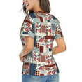 thumbnail image 2 of Goofa Patchwork In Country Style Pattern Women's Slim-Fit Short-Sleeve V-Neck T-Shirt,Classic-Fit Short-Sleeve V-Neck T-Shirt-Large, 2 of 5