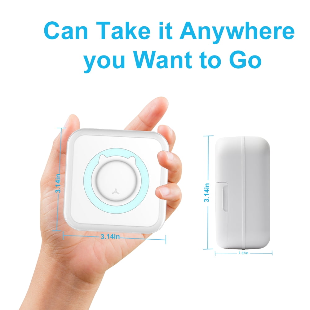 Romanda Portable Photo Printer, Pocket Wireless Bluetooth Thermal Mini Printer with 10 Rolls Printing Paper for Android iOS Smartphone BT Inkless Printing for DIY Journal, Photos, Notes, Gifts - Blue
