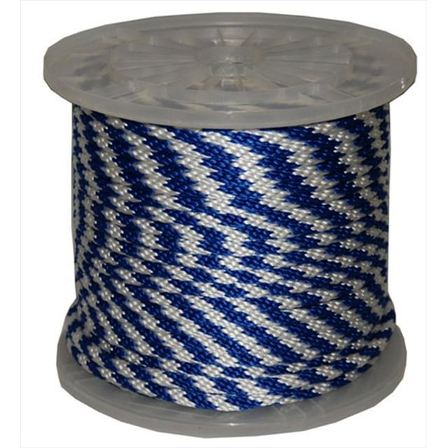 375 in. x 300 ft. Solid Braid Propylene Multifilament Derby Rope in Blue and White