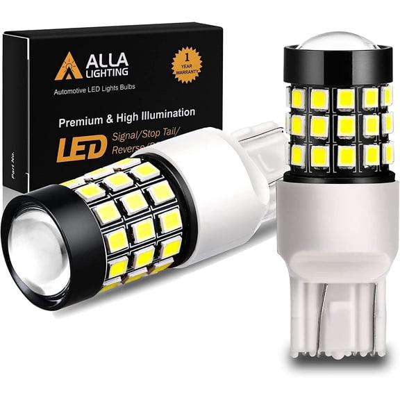 Alla Lighting T20 Wedge 7440 7443 Strobe Reverse Lights LED Bulbs, 6000K Xenon White Super Bright 2835 39-SMD 7440KX W21W 7440LL Flashing Back Up Lamps Replacement for Cars, Trucks