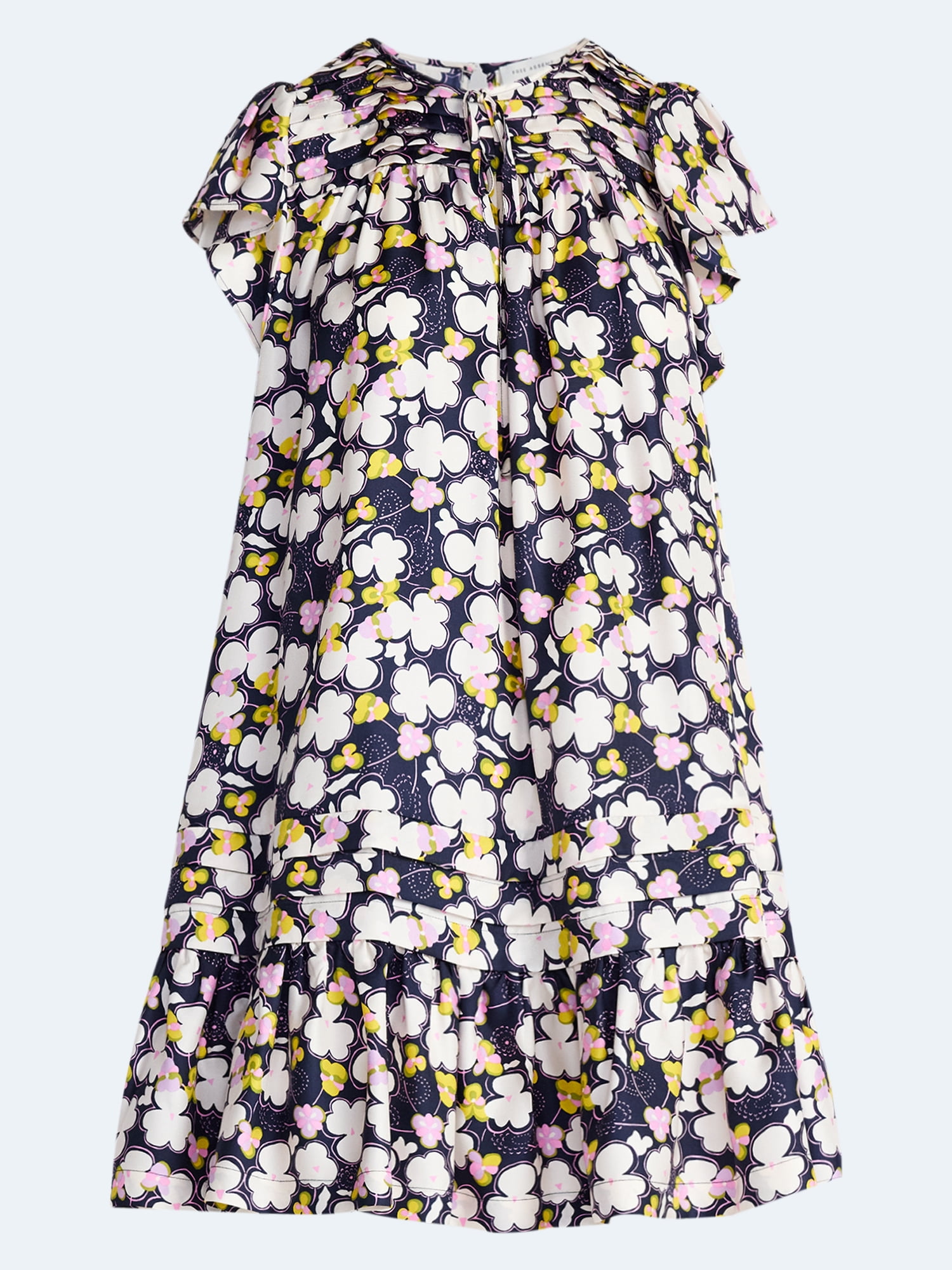 Free Assembly Women's and Women's Plus Pleated Silk Mini Dress with Flutter Sleeves, Sizes XS-4X