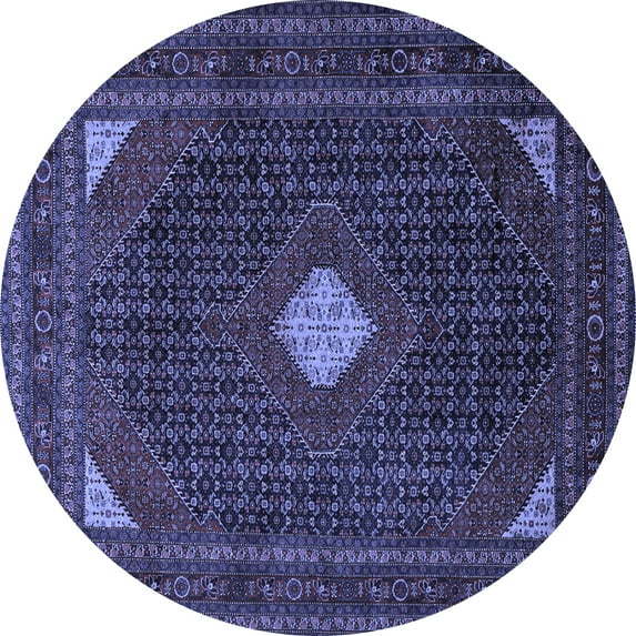 Ahgly Company Machine Washable Indoor Round Persian Blue Traditional Area Rugs, 7' Round