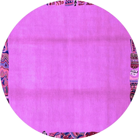 Ahgly Company Indoor Round Abstract Purple Modern Area Rugs, 6' Round