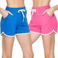 thumbnail image 3 of tSe Womens Short, Sleep Wear, Lounger, Drawstring Active Women’s Vibrant Colors Sport Shorts with Pocket, Walking, Running and Yoga Shorts, Royal Blue/Pink (2 Pack), L/XL, 3 of 5