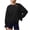 Black, variant on Women Sweatshirt Crew Neck Long Sleeve Pullover With Ruffle Flare Cuffs Elastic Hem Loose Fit Soft Casual Top For Lounging Weekend And Daily Errands Red L