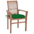 thumbnail image 2 of vidaXL Dining Chairs 6 pcs with Green Cushions Solid Teak Wood, 2 of 5
