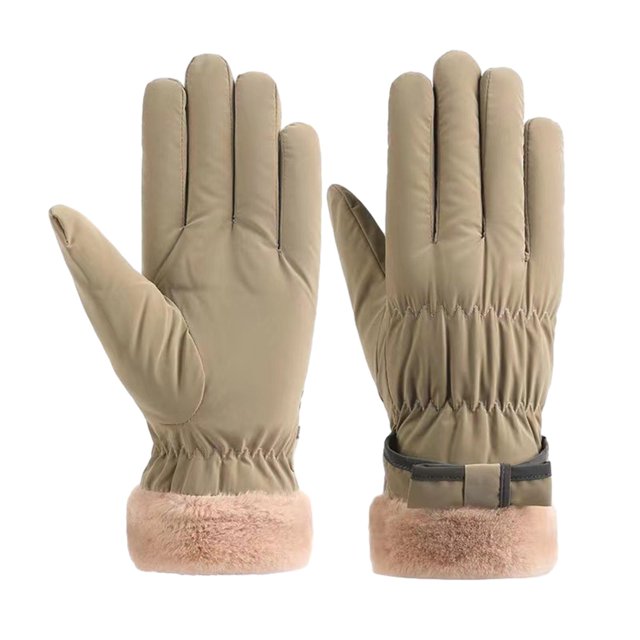 Guantes de invierno para mujer, guantes térmicos, guantes resistentes al agua con forro de felpa para clima frío, guantes cálidos para deportes al , Color arena Yinane Guantes de invierno para mujer