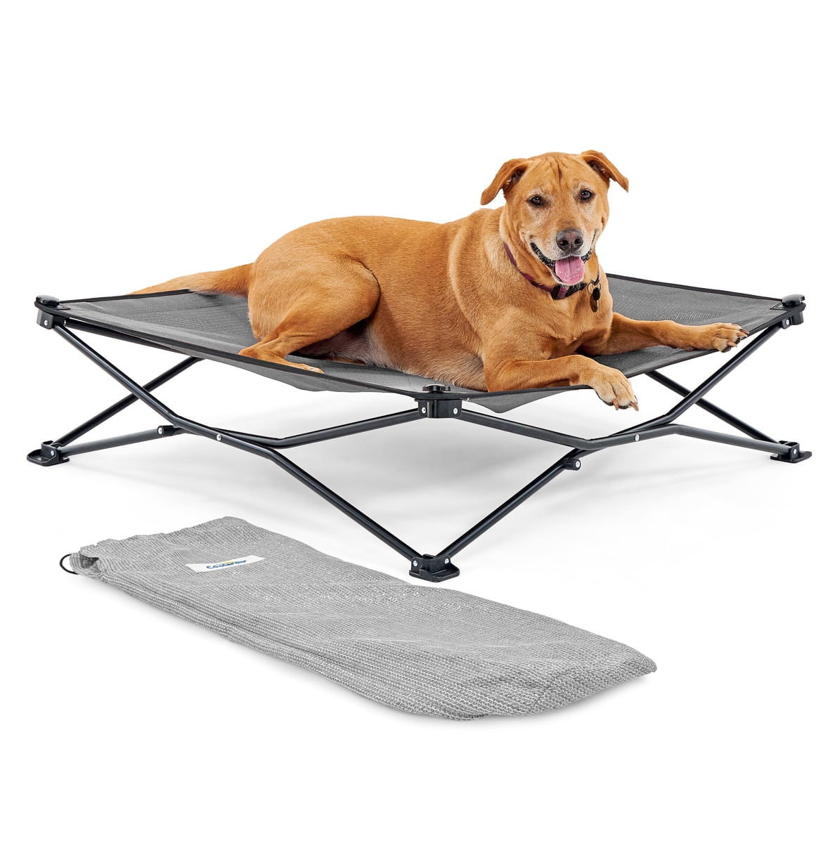 Coolaroo Elevated Pet Bed On-The-Go with HeatShield Cooling Fabric, Glacier Grey, Medium