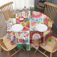 thumbnail image 3 of Round Waterproof Tablecloth 60×60 Inch, Boho Style Reusable Indoor/Outdoor Durable Table Cover for Party Kitchen Dinner Room Decor, 3 of 6