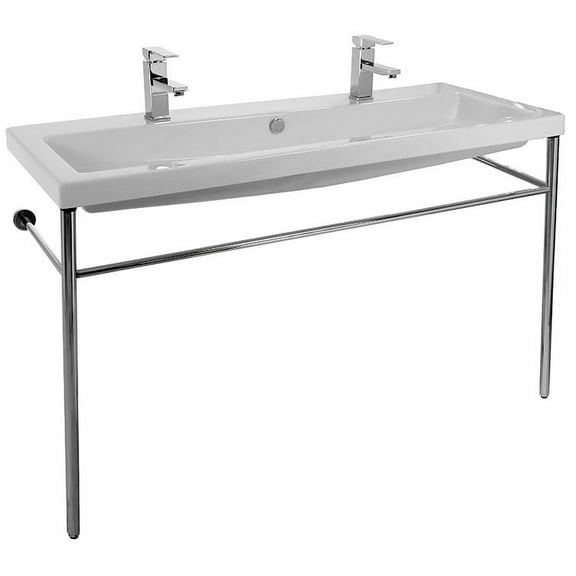 Nameeks Tecla CAN05011B-CON-Two Hole Tecla 47-1/4" Ceramic Double Basin Bathroom Sink For
