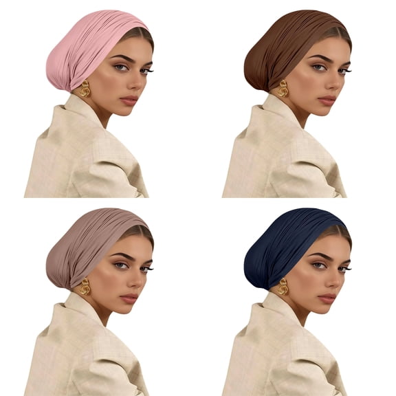 Fashion Women Inner Non-Slip Hijab Tube Instant Turban Plain Cotton Scarf Head Wrap Lightweight Hat Solid Color Elastic Bonnet Inner Cap