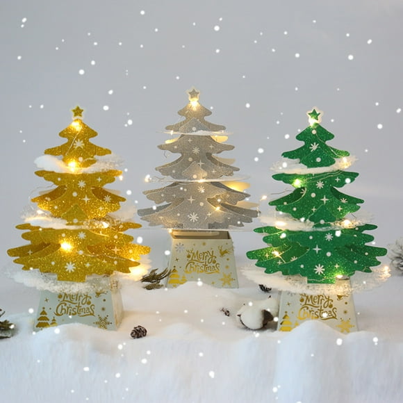 Décorations de Noël Mini Bureau Ornements Arbre de Noël Ornements Noël Arbre de Noël Brillant avec des Lumières Ensemble