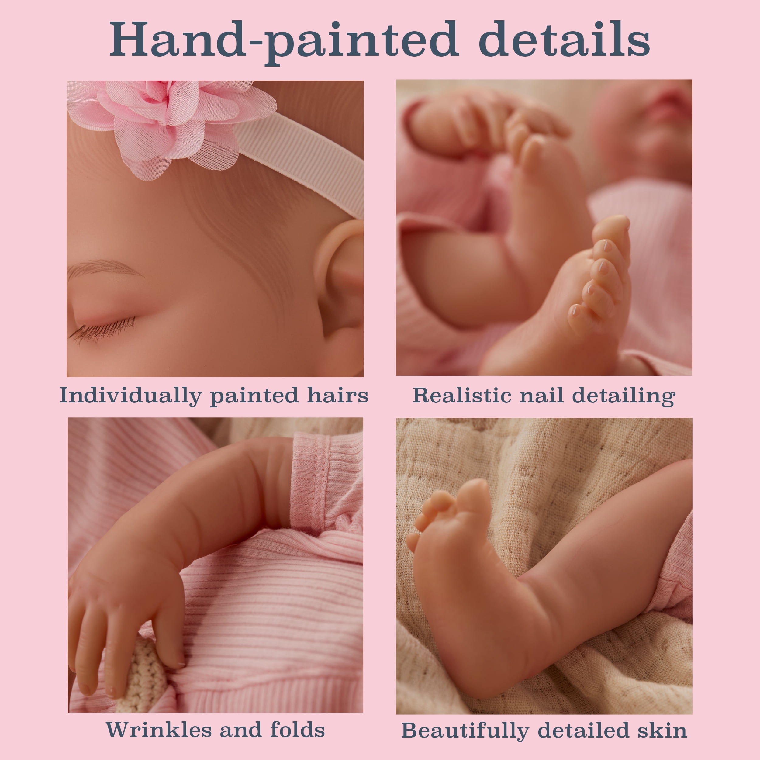 BABY born Real Hand-Painted, Realistic Reborn Baby Doll Girl - Fair, Closed Eyes, Ages 3+