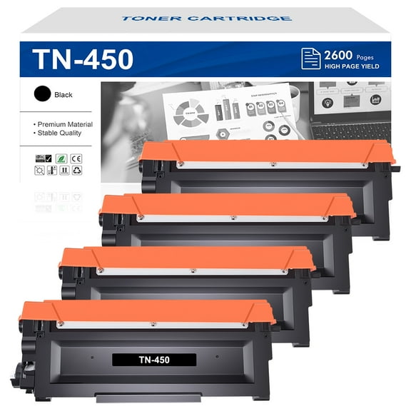 TN450 Black Toner Cartridge High Yield Compatible for Brother TN450 TN420 HL-2240 2270dw HL-2280DW MFC-7360 7460DN 7860DW DCP-7060 7070DW 7065DN Printer 4-Pack