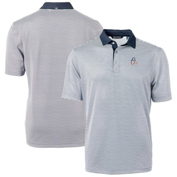 Men's Cutter & Buck Navy Baltimore Orioles Americana Logo Virtue Eco Pique Stripe Recycled Polo