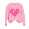thumbnail image 5 of Crewneck Sweatshirts Valentines Day Tops Womens Long Sleeve Love Heart Printed Loose Pullover Fall Spring Clothes (S, Pink), 5 of 7