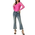 thumbnail image 2 of INSPIRE CHIC Haut en Dentelle Transparent à Manches Longues avec Broderie de Fleurs pour Femmes Dames Rose Vif G, 2 of 4