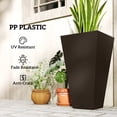 thumbnail image 6 of Outsunny Set of 3 Tall Planters with Drainage Hole, 28" Outdoor Flower Plant Pots, Indoor Planters for Porch Patio and Deck, Brown, 6 of 10