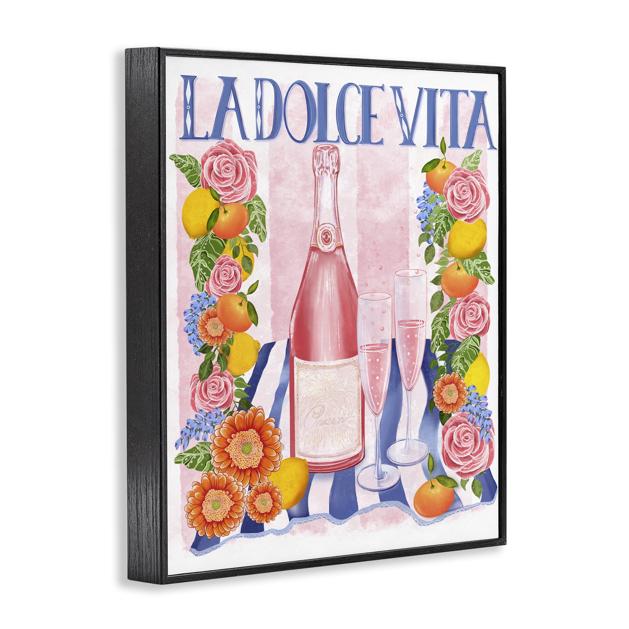 Stupell Industries Pink Champagne Picnic Black Framed Giclee Art, design by Lori Mosley