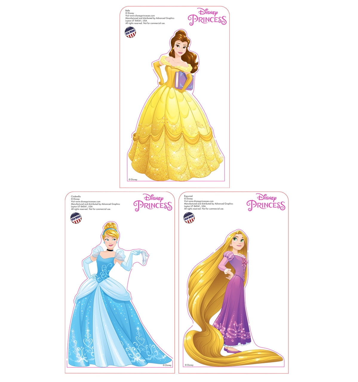 2 x Disney Princess Tap Lights Belle Cinderella Wall Mountable Or Free Standing 
