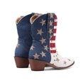 thumbnail image 5 of Women Studded Western Boots Mid Calf Embroidered Cowboy Cowgirl Fringe Stacked Heels Ankle Boot, 9, 5 of 8