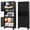 Black, variant on Tall Metal Pantry Cabinet with Microwave Stand,Microwave Storage Cabinet with 4 Doors & 3 Adjustable Shelves for Kitchen