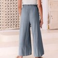 thumbnail image 3 of Wiyuqeen Women's Loose Linen Pants Casual Lightweight Elastic Waist Lounge Pants Wide Leg Trousers with Pocket Summer Trendy Baggy Beach Long Pant, 3 of 7