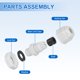 thumbnail image 3 of Uxcell 20 Pcs Pasacables M10x1.5" Ajustables 2.5-6mm Nylon PA6 IP68 Conectores Impermeables con Sellos Anticorrosión para Sistemas Eléctricos Industriales/Exteriores (Blanco), 3 of 6
