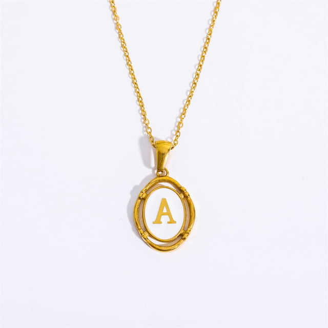 Collar ovalado con colgante de 26 letras Collar con la primera letra y la palabra Collar con 26 letras bañado en cobre y oro