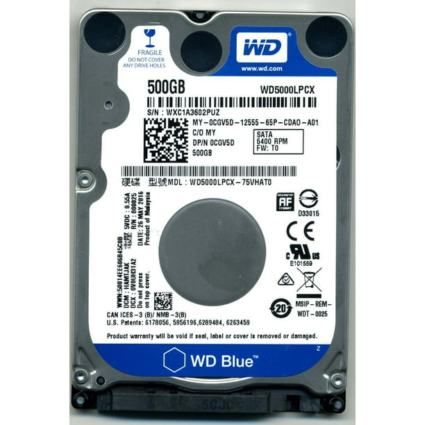 WD Blue WD5000LPCX 500GB 5400 RPM 7mm 16MB 6.0GB/S 2.5" Internal - Walmart.com