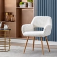 thumbnail image 2 of Faux Fur Modern Dining Chairs, Upholstered Accent Chairs with Metal Legs, Side Chair for Dining Room Bedroom Leisure(White), 2 of 8