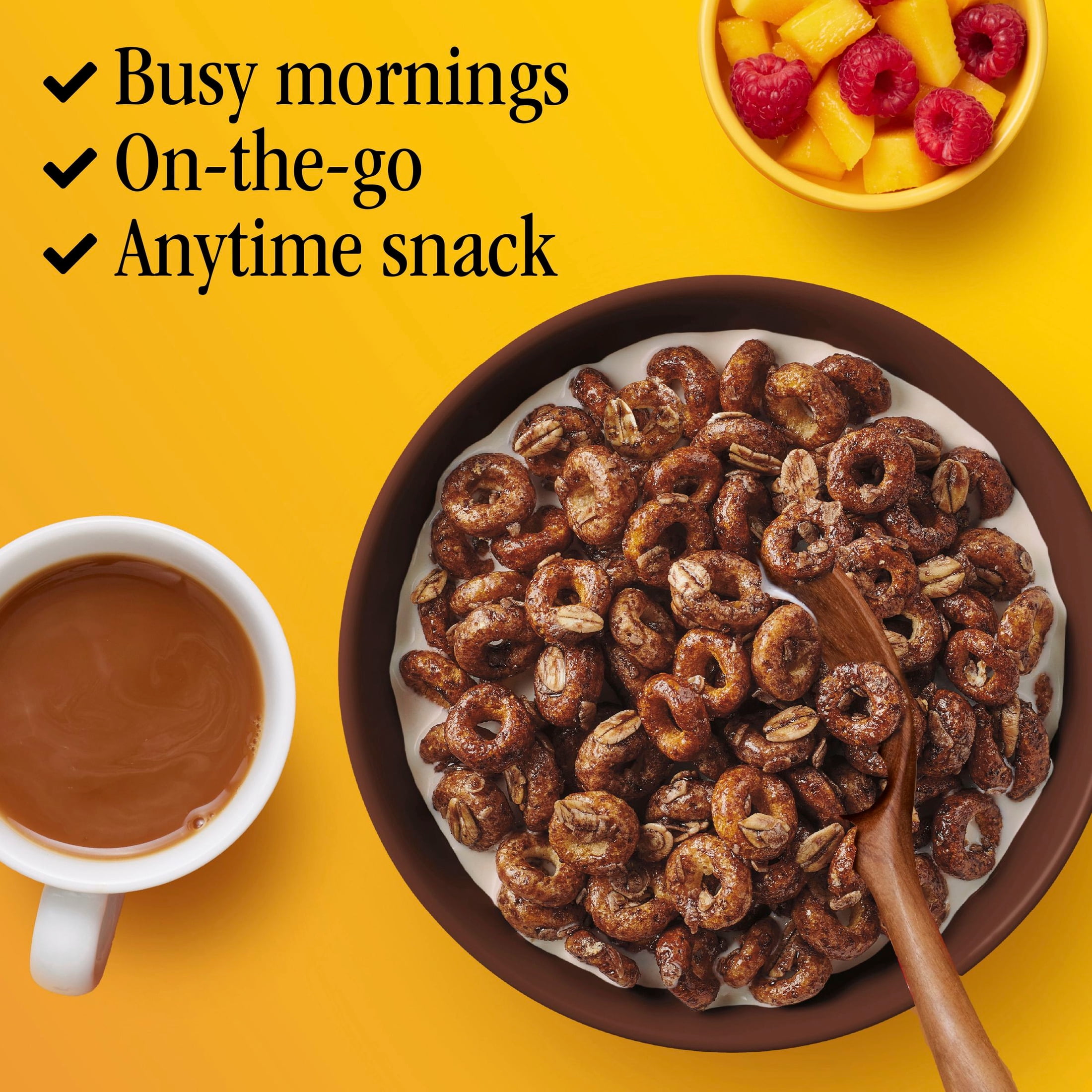 (3 pack) Cheerios Oat Crunch Chocolate Breakfast Cereal, Made with Whole Grain, Family Size, 24 oz